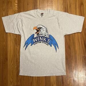 Bald Eagle Harley Double Sides Graphic Print Tee Wink’s Custom Cycles Size M